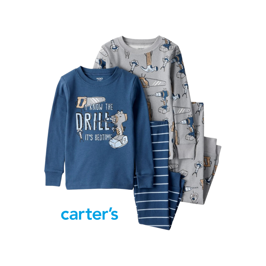 Set de 2 Pijamas "I Know The Drill It's Bedtime"