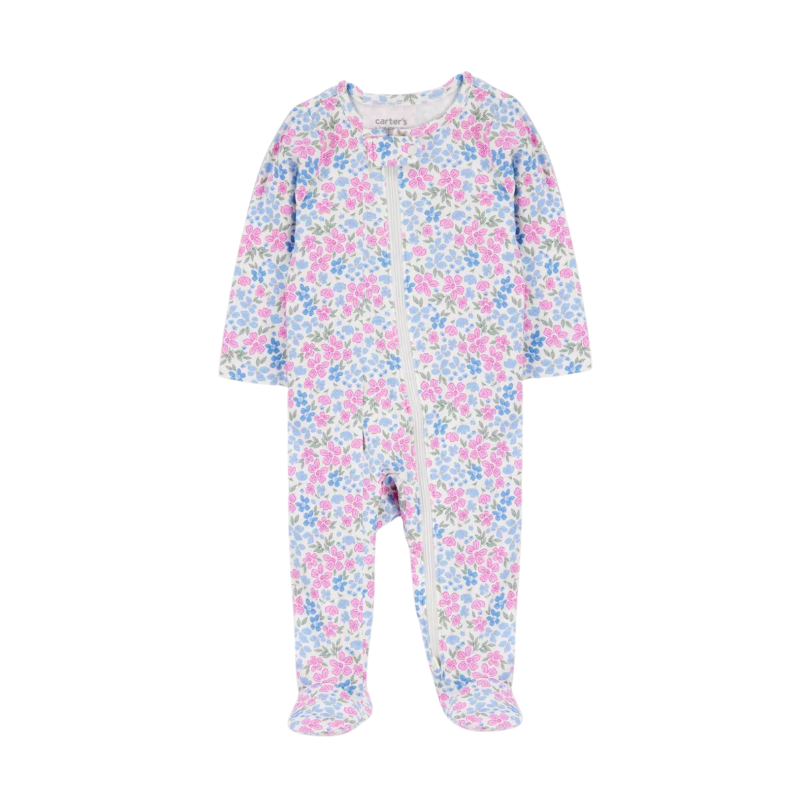 Pijama Blanca Floral Azul/Rosada*