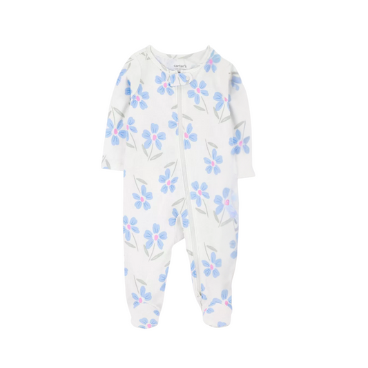 Pijama Blanca con Flores Azules