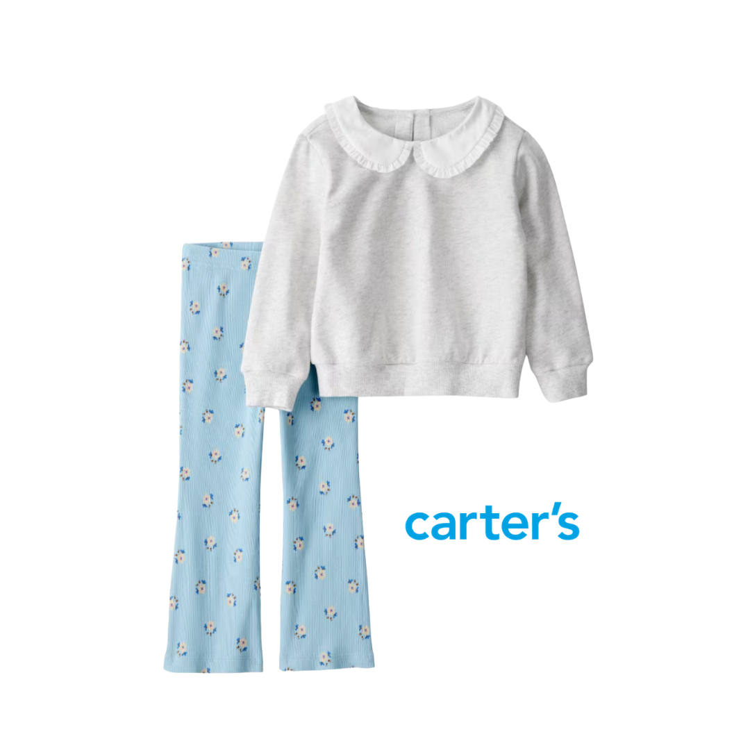 Conjunto de Sweater Gris y Legging Azul