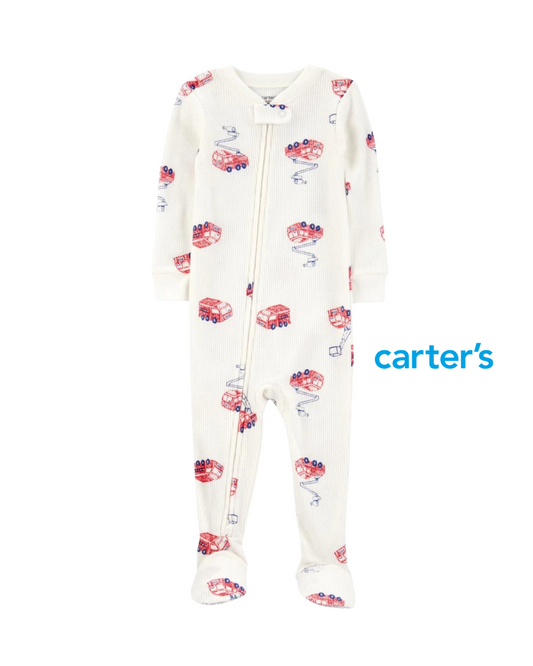 Pijama Blanca de Camión de Bomberos