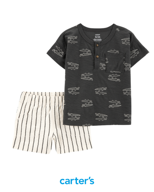 Franela de Cocodrilos y Short de Rayas