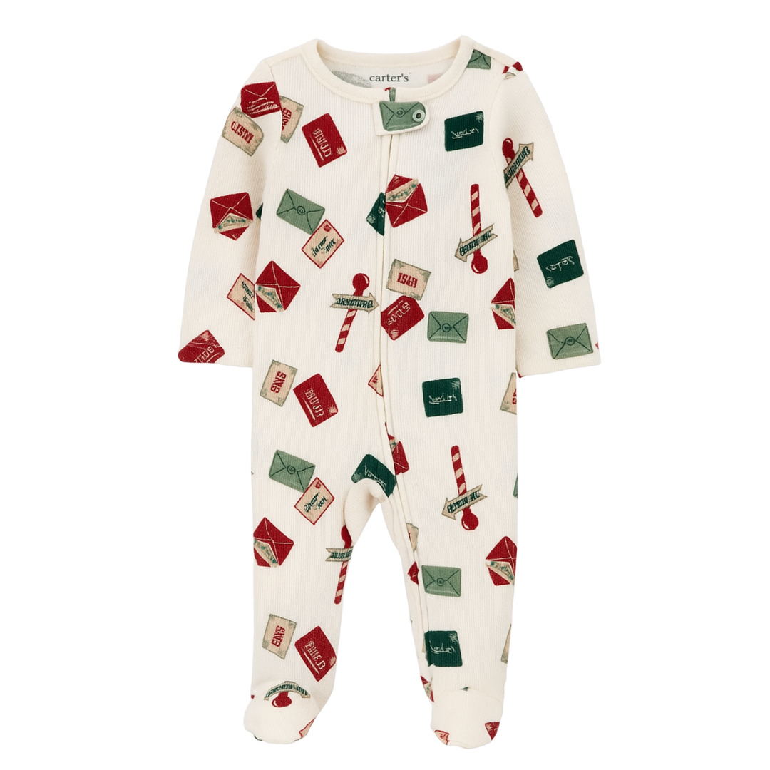 Pijama Blanca de Cartas/Letreros Navideños