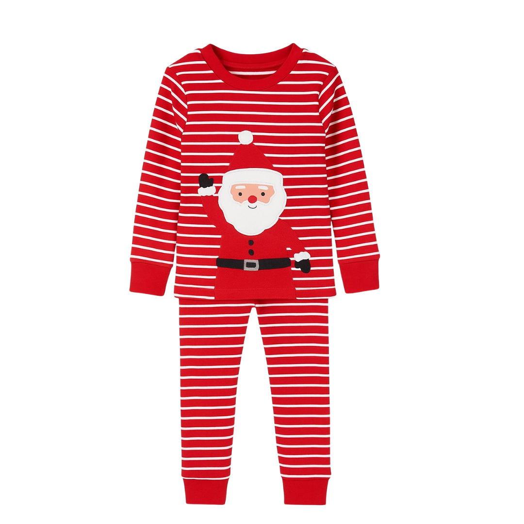 Pijama de Rayas Rojas de Santa de Dos Piezas
