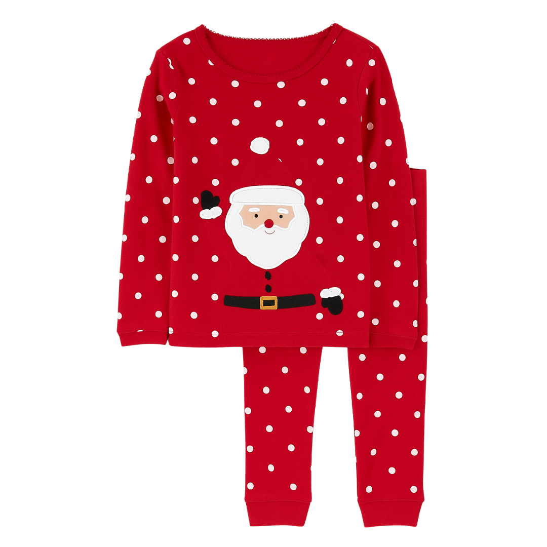 Pijama Roja de Santa de Puntos de Dos Piezas