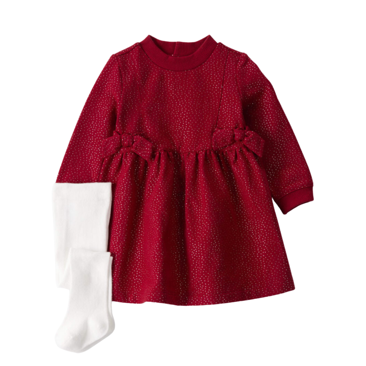 Vestido Maroon Brillante con Medias Blancas