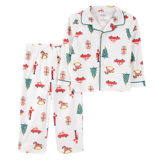 Pijama Blanca de Dos Piezas (Arbolito/Carro/Cascanueces)