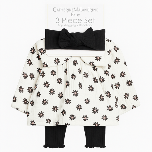 Blusa de Flores, Leggins y Cintillo Negro