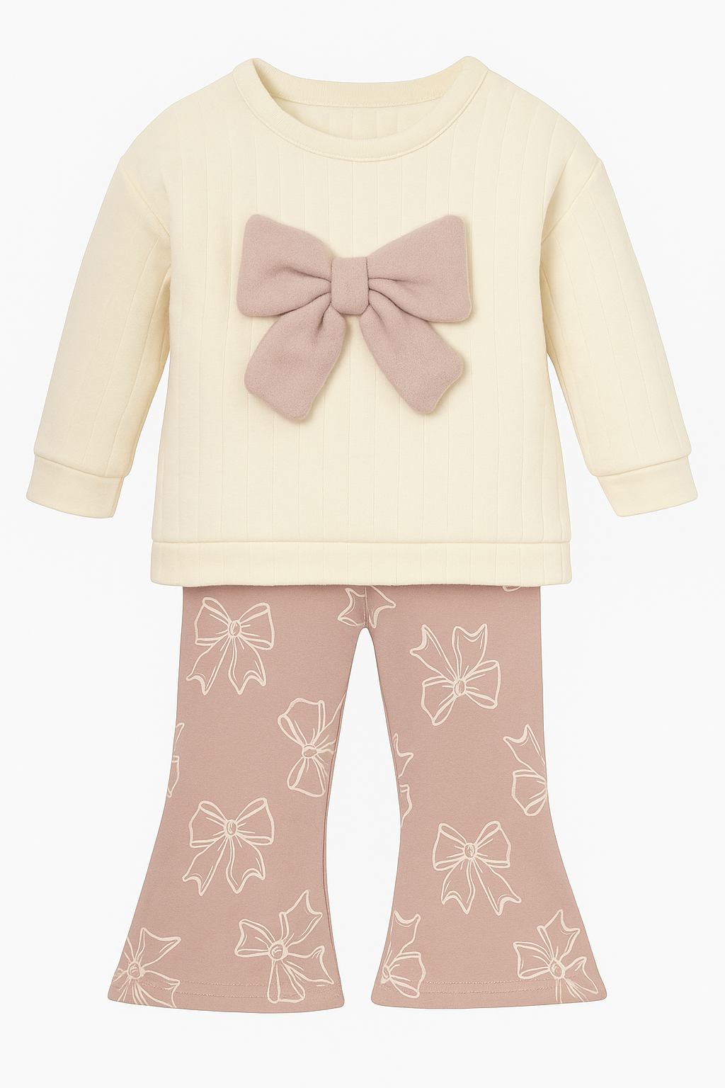 Conjunto Rosado con Lazo en Relieve