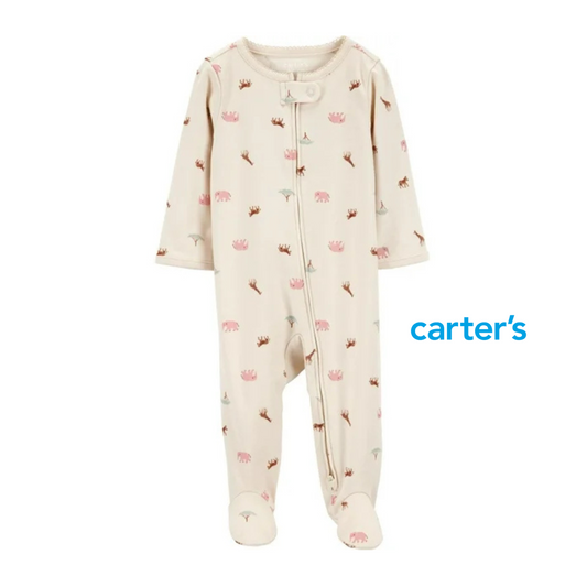 Pijama Beige de Jirafas y Elefantes (Niña)
