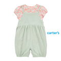 Franela Floral con Overall Verde