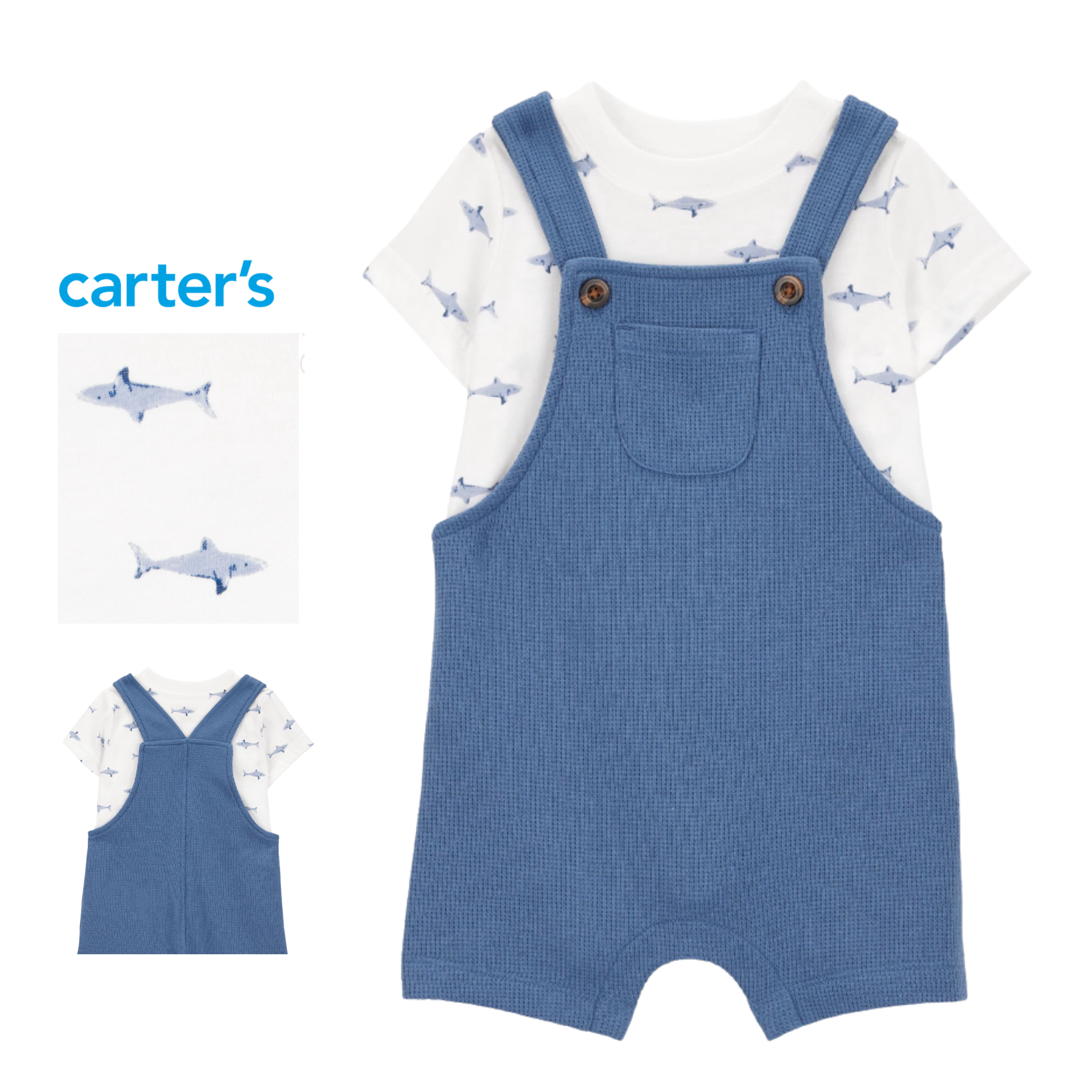 Braga Azul con Franela Blanca de Tiburones*