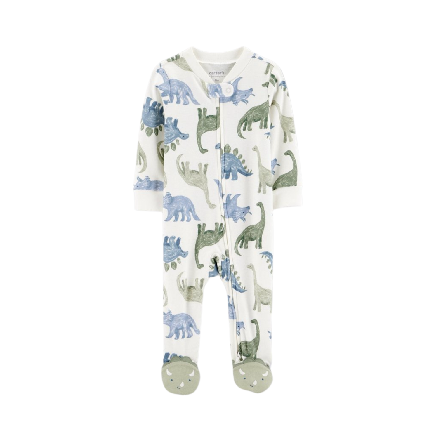 Pijama Blanca de Dinosaurios Azules y Verdes