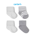 Set de 4 Pares de Medias Gris/Blanco (0-3M)