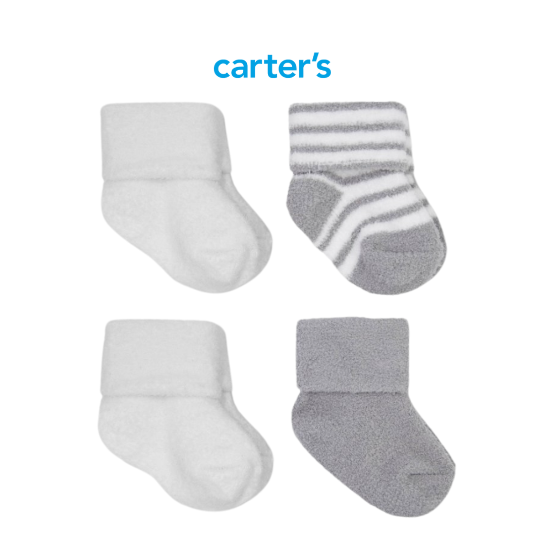Set de 4 Pares de Medias Gris/Blanco (0-3M)