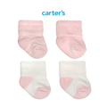 Set de 4 Pares de Medias Rosado/Blanco (0-3M)