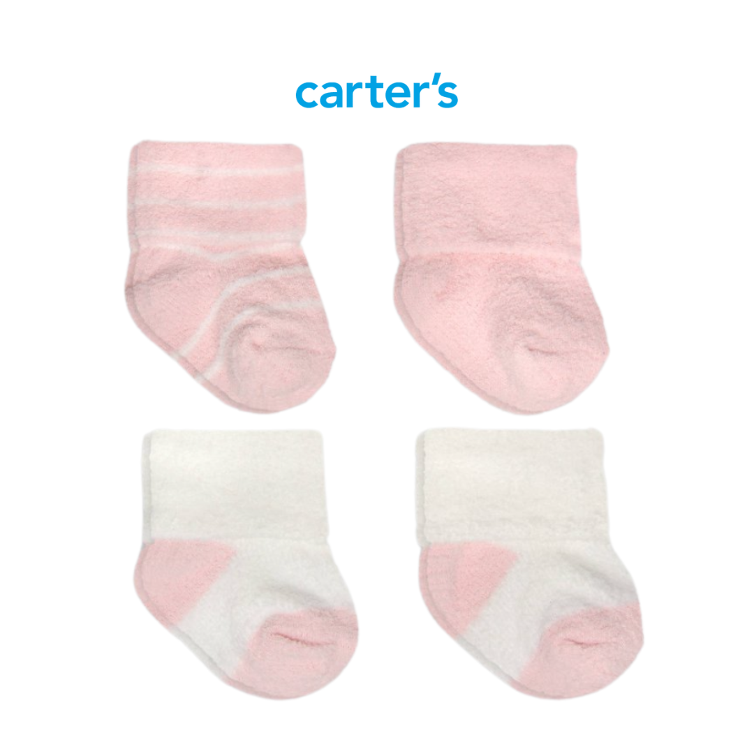 Set de 4 Pares de Medias Rosado/Blanco (0-3M)