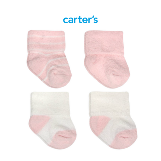 Set de 4 Pares de Medias Rosado/Blanco (0-3M)