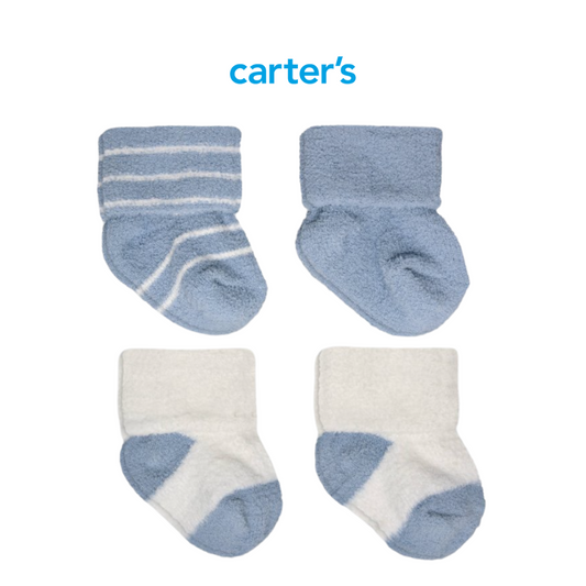 Set de 4 Pares de Medias Azul/Blanco (0-3M)