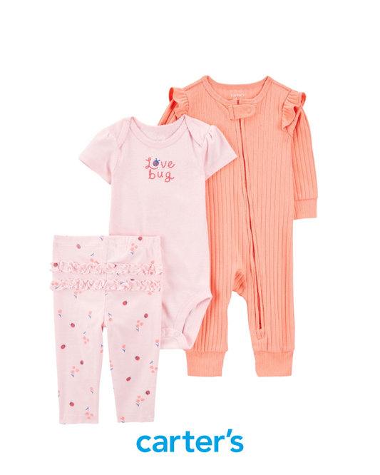 Pijama Rosada Acanalada con Body y Leggings