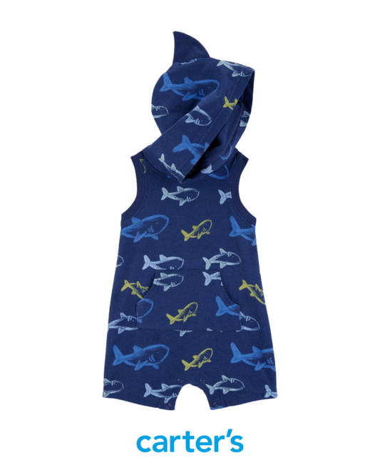 Romper Azul Marino con Capucha de Tiburón