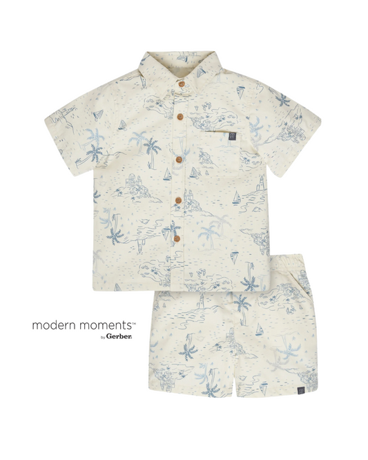 Camisa de Vestir y Short Beige Island
