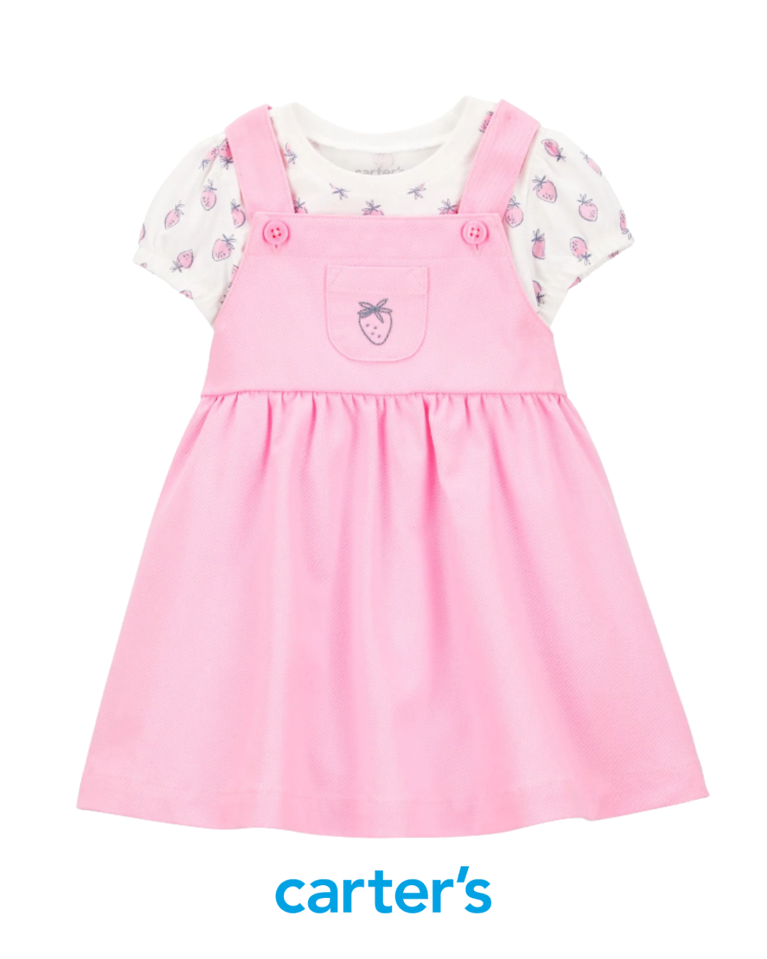 Jumper Rosado con Franela de Fresas