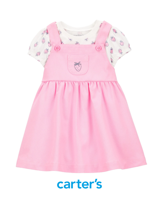 Jumper Rosado con Franela de Fresas