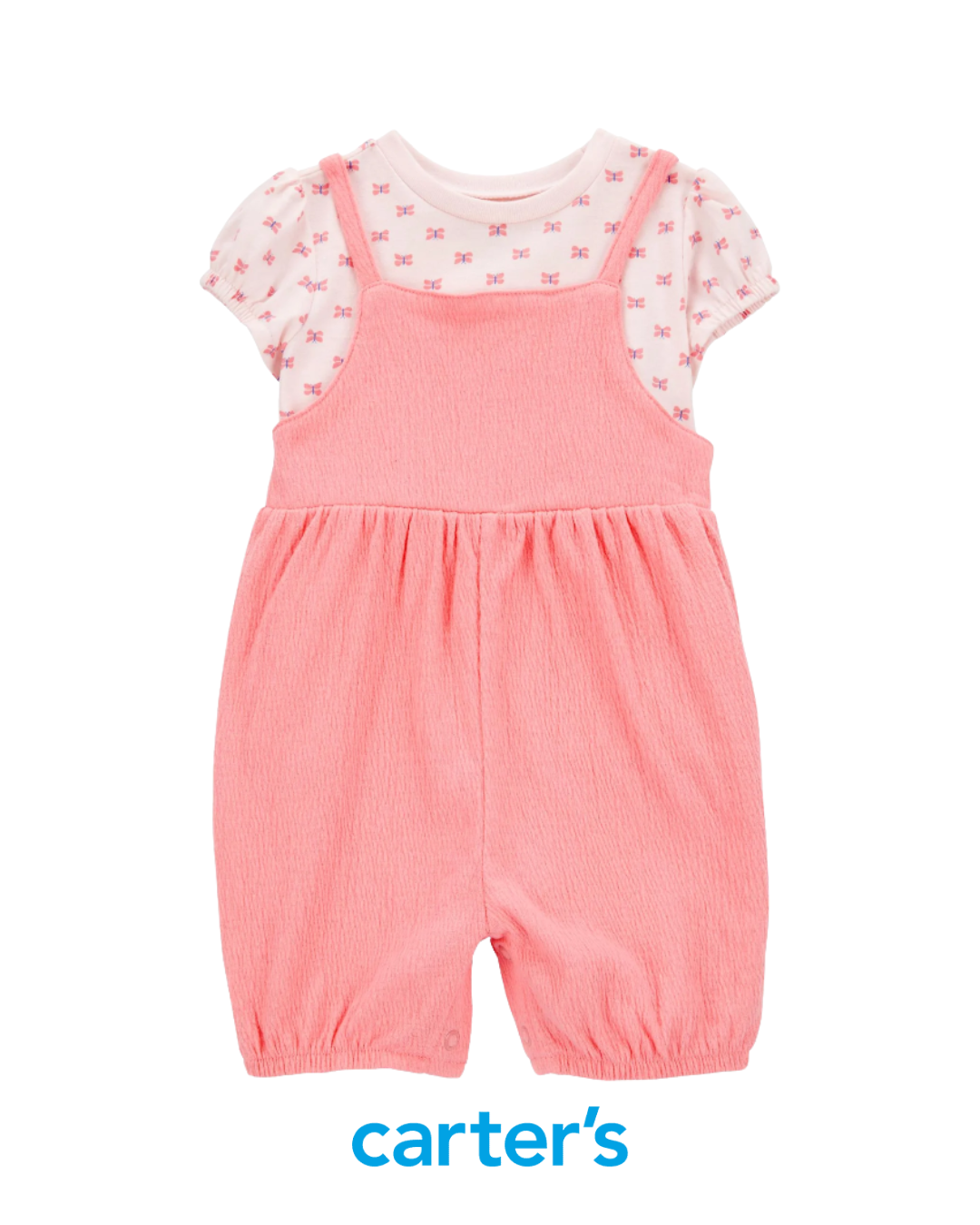 Franela de Mariposas con Overall Rosado