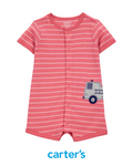 Romper Rojo De Rayas Con Camión*