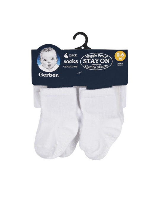 Set 4 Pares de Medias Blancas - Tipo Jersey con Antideslizantes