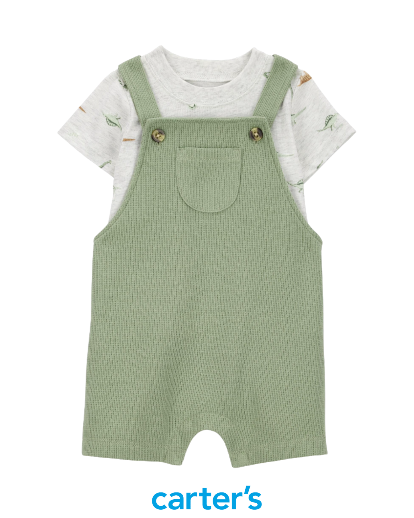 Braga Verde con Franela Gris de Dinosaurio