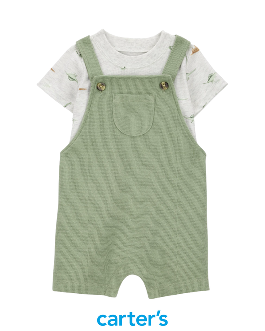 Braga Verde con Franela Gris de Dinosaurio