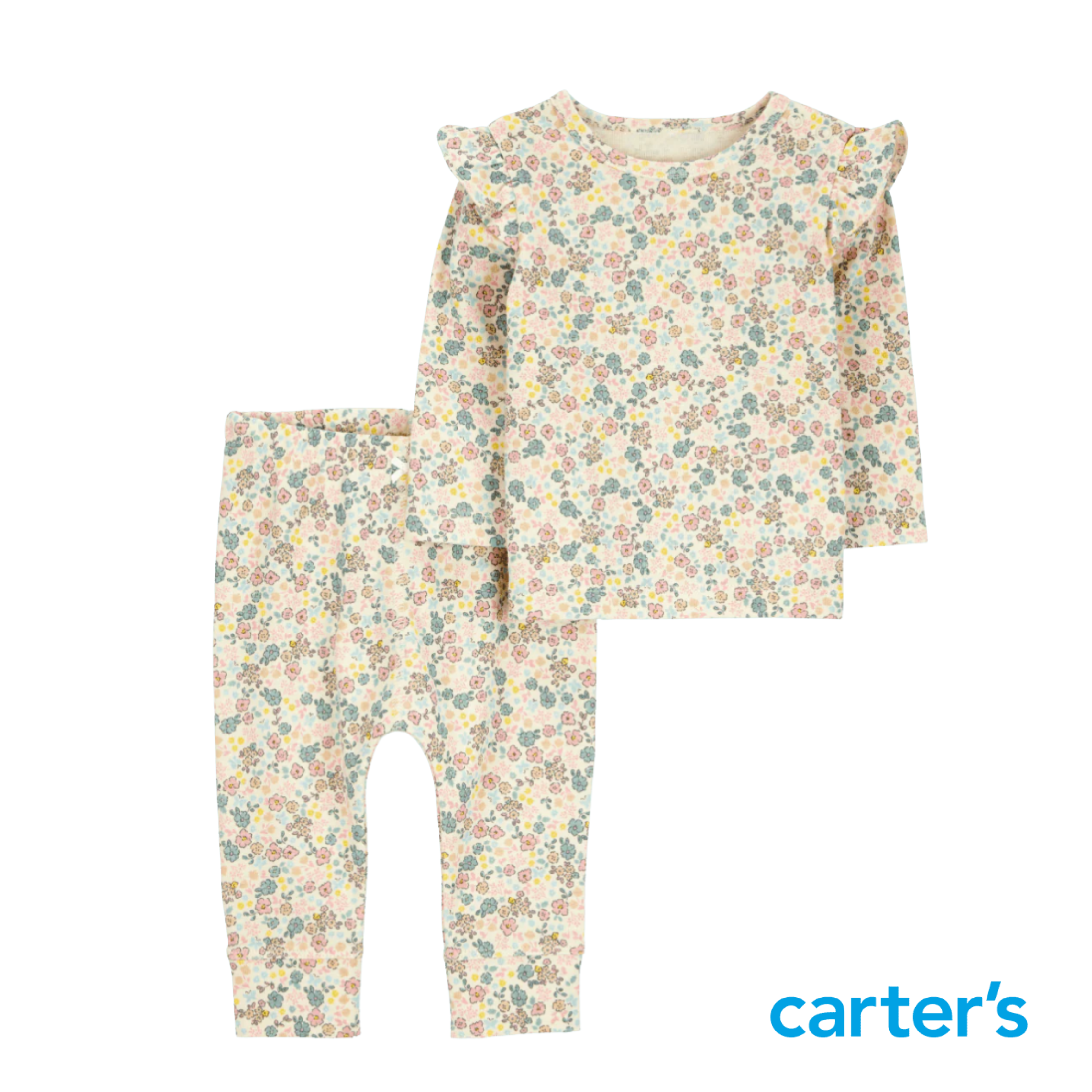 Conjunto con Estampado Floral (Rufles en Hombros)