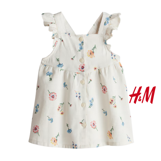 Vestido Color Crema Floral con Rufles