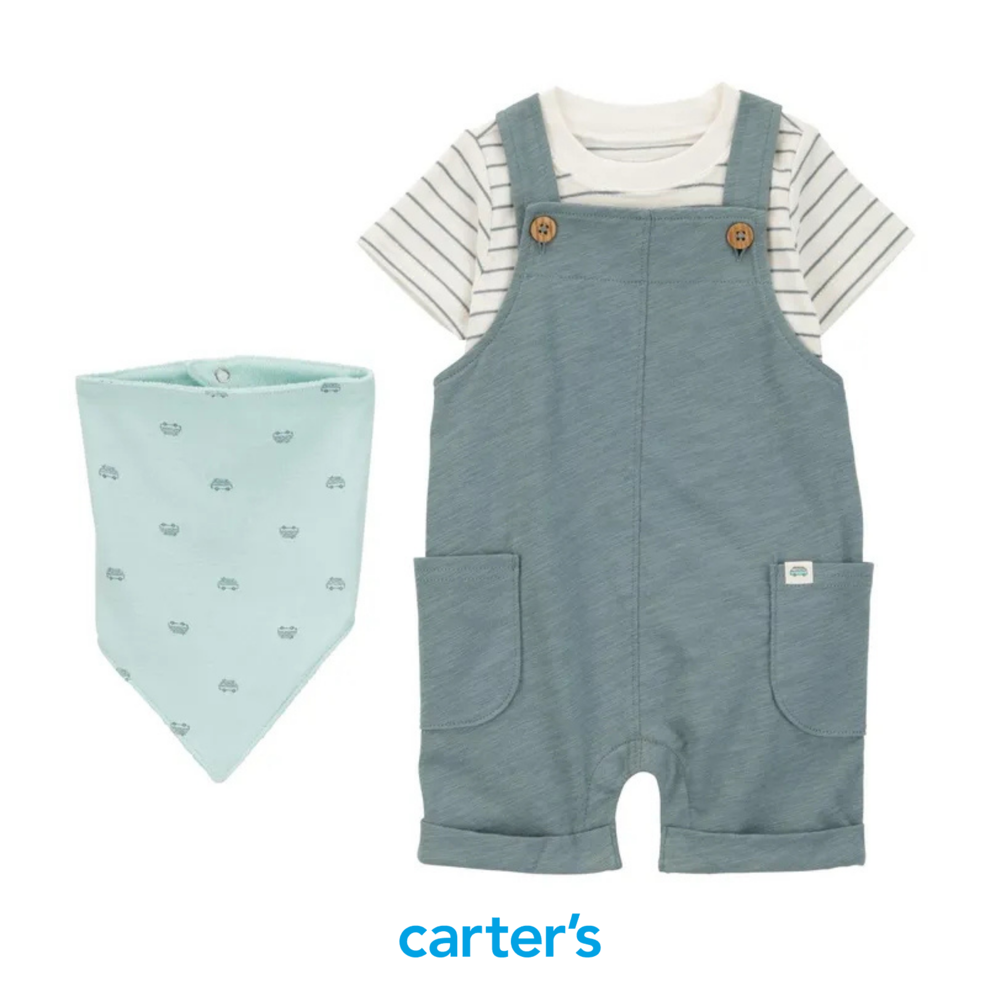 Braga Azul con Franela de Rayas y Babero