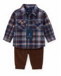 Camisa de Cuadros con Pantalón Marrón
