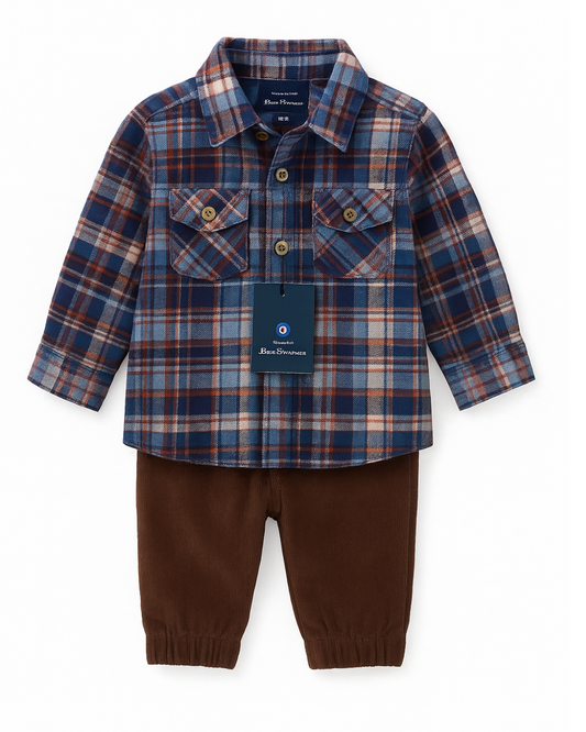 Camisa de Cuadros con Pantalón Marrón