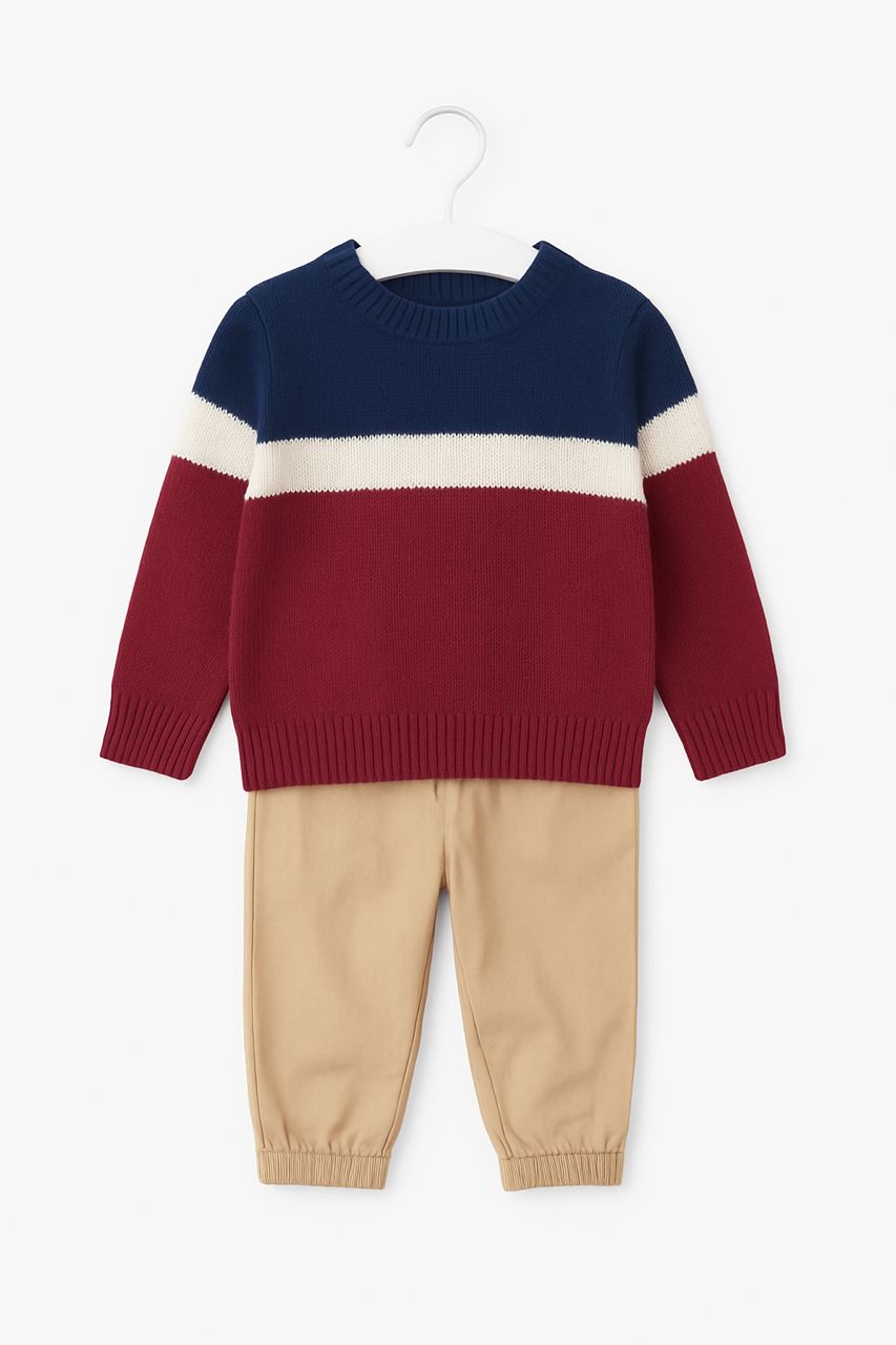 Sweater Tejido con Pantalón Khaki