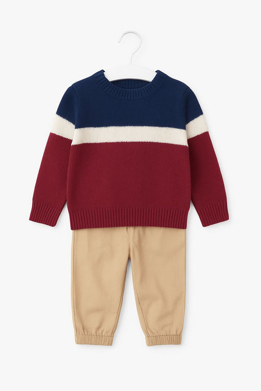 Sweater Tejido con Pantalón Khaki