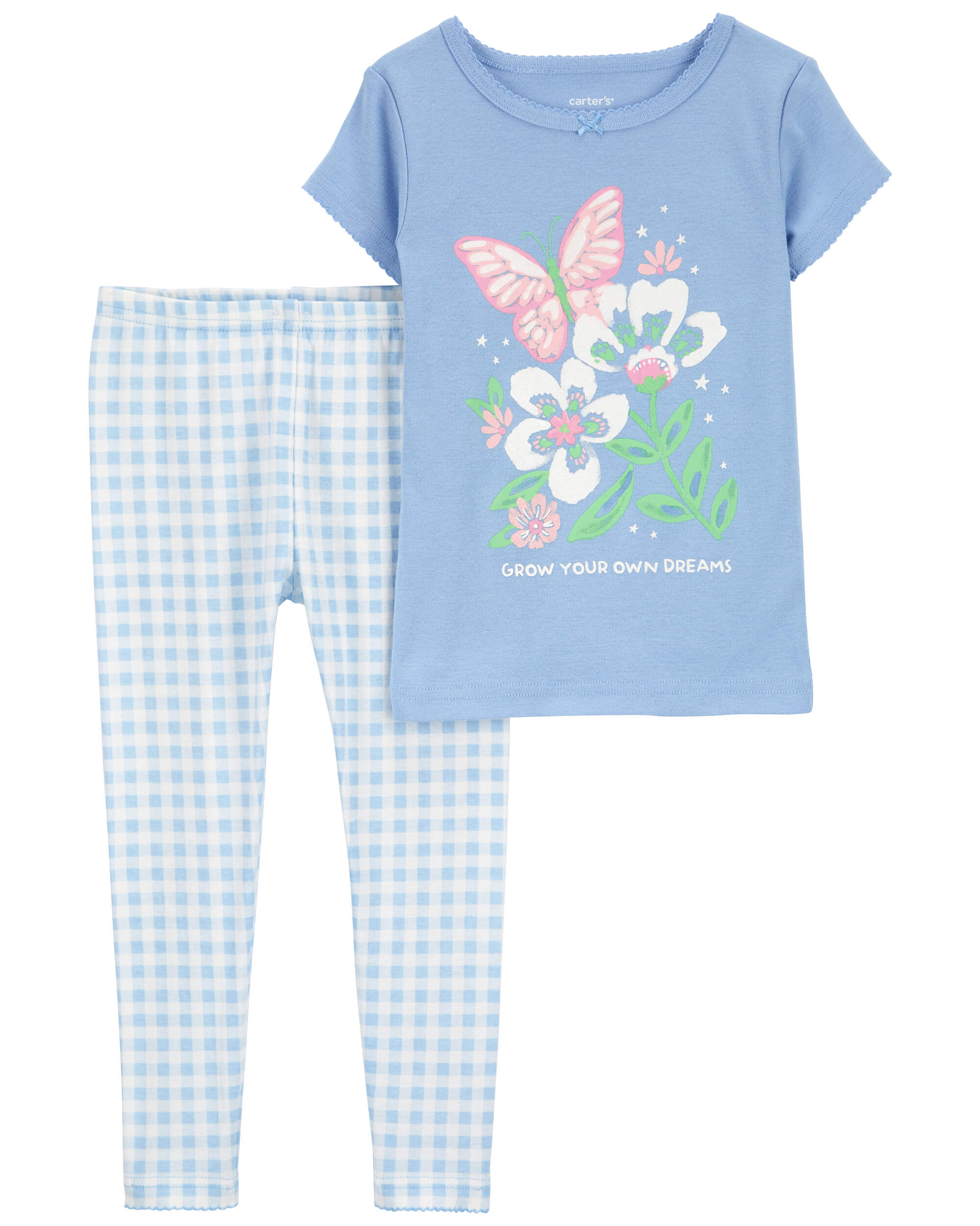 Pijama Azul de Dos Piezas Mariposa Floral