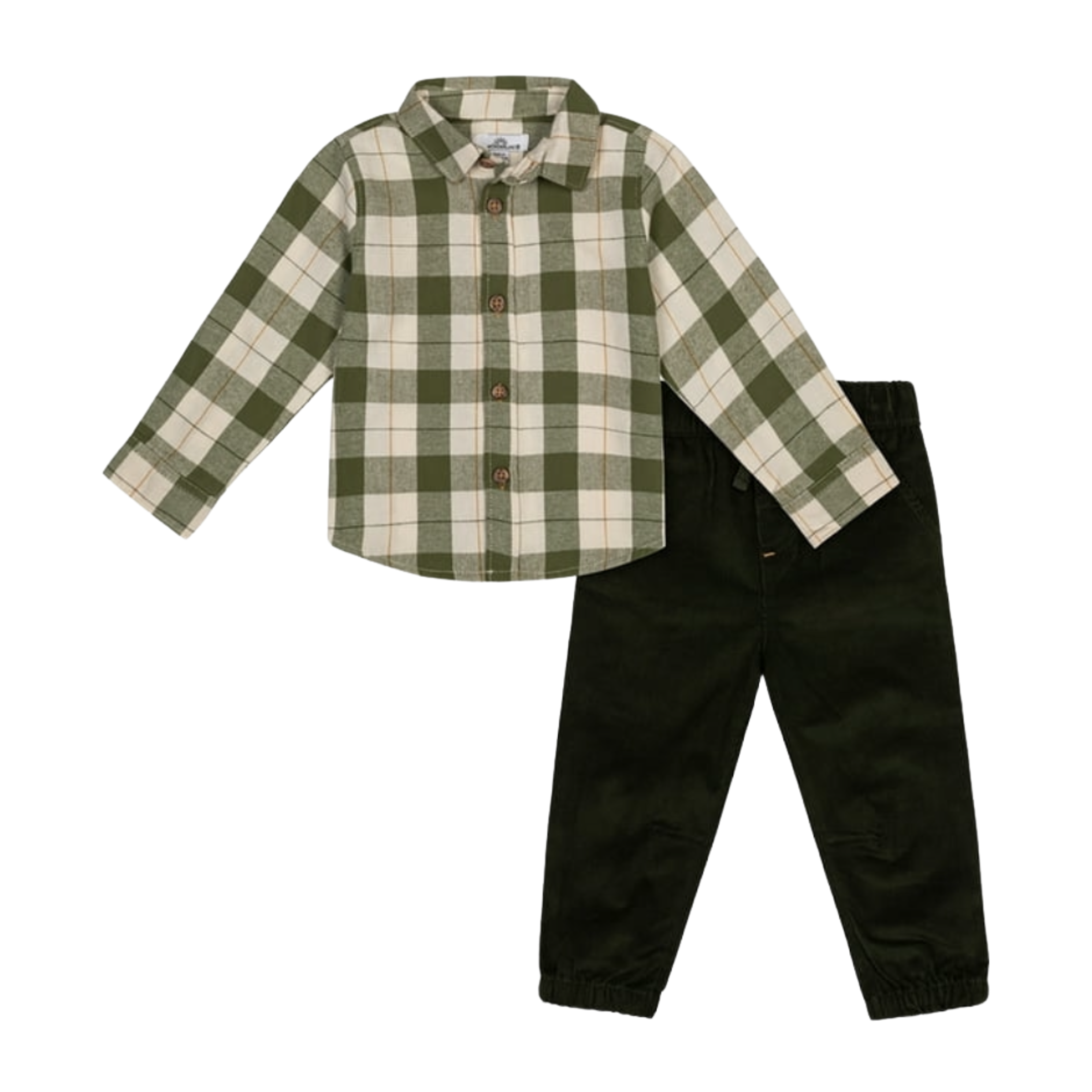 Conjunto de Camisa de Cuadros Verde