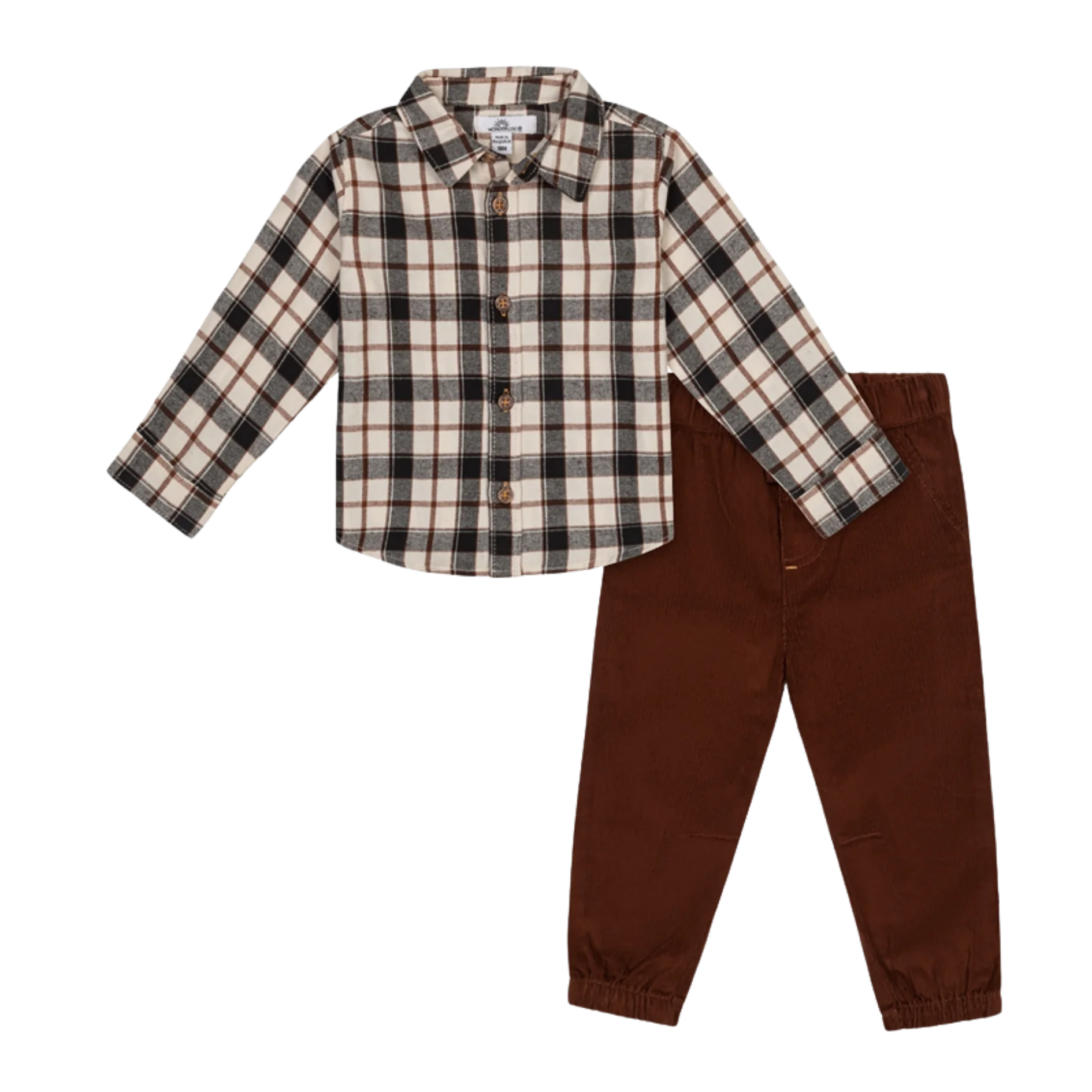 Camisa de Vestir con Pantalón Marrón de Pana
