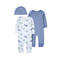 Set de Dos Enterizos Azules de Dinosaurio con Gorro
