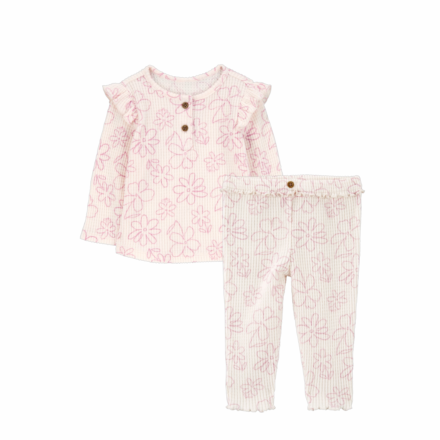Conjunto Beige de Flores Lilas