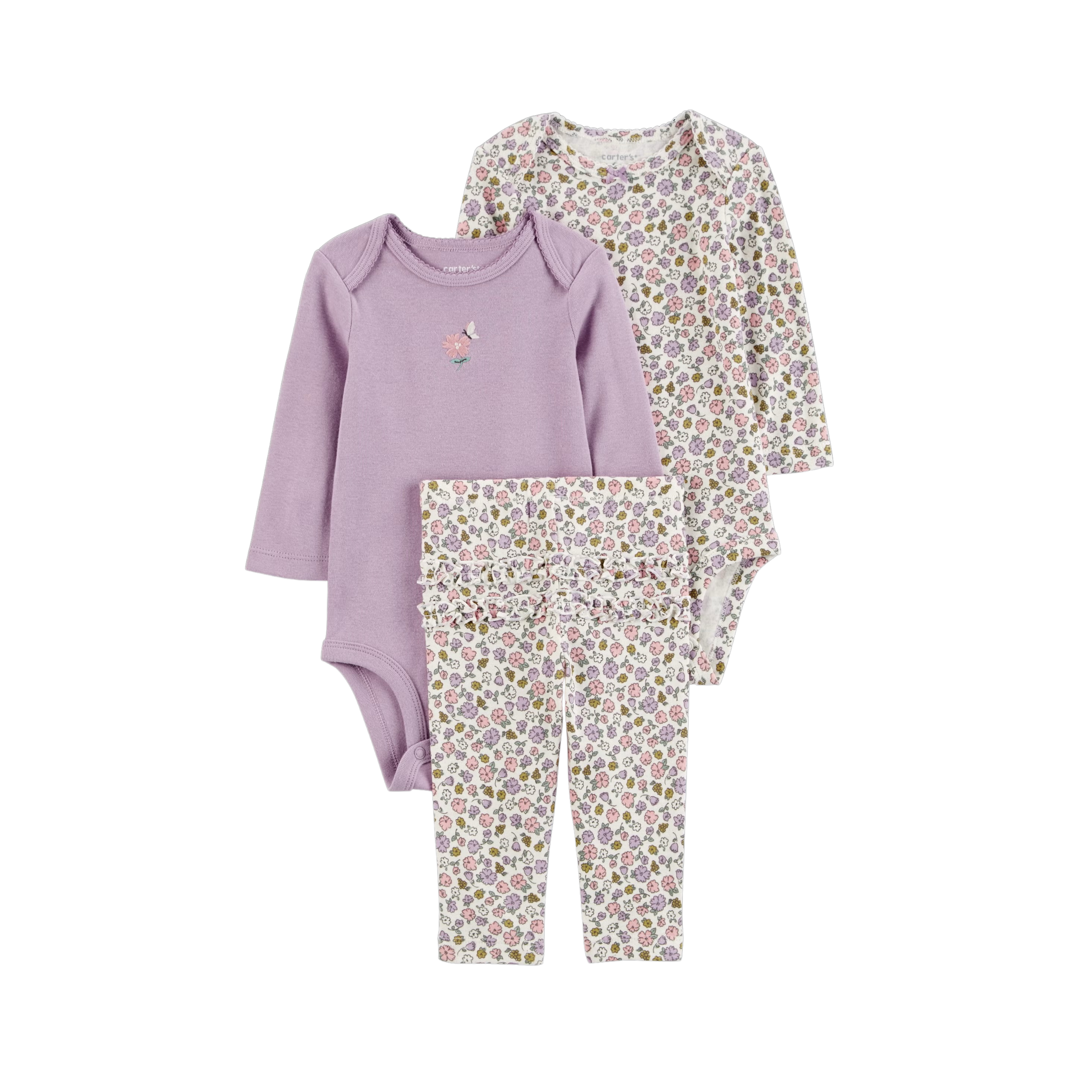 Set de 3 Piezas Floral Dos Bodys y Un Leggins