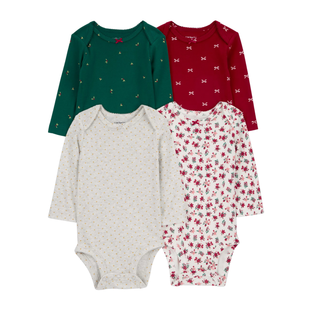 Set de 4 Bodis de Lazos/Floral Manga Larga