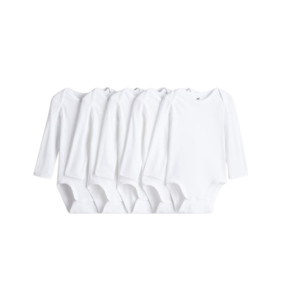 Set de 5 Bodis Blancos Manga Larga