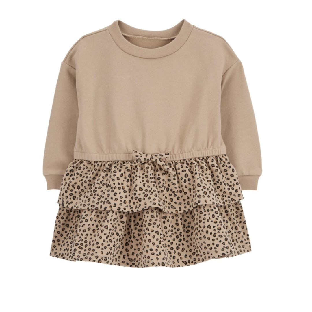 Vestido Marrón Animal Print con Cubre Pañal