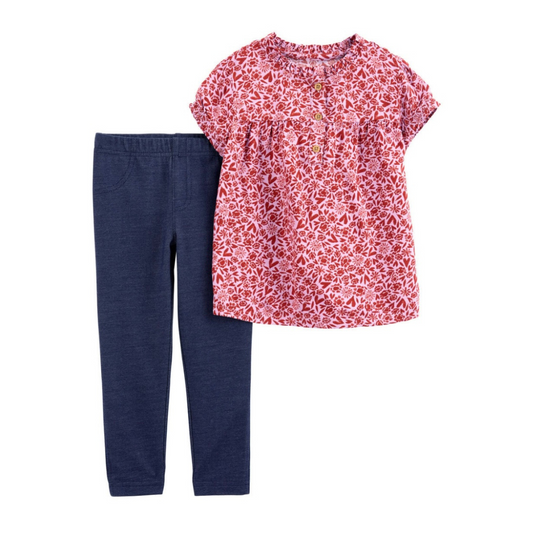 Conjunto de Blusa de Corazones/Flores con Leggins